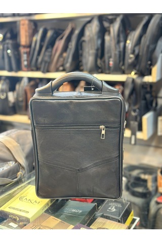 Trg Polo Siyah Deri Sert Saplı El Çantası Siyah