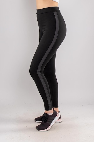 Reva Yanı Şerit Mat Deri Şardonlu Çelik Tayt Iç Göstermez Siyah