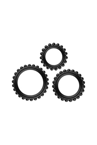 Red Fox Titan 3&apos Lü Siyah Esnek Penis Halkası Seti