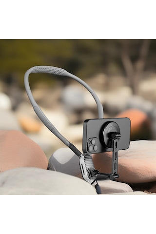 Manyetik Cep Telefonu Tutucu-eller-serbest Boyun Montaj, Birinci Şahıs Perspektif Grey -