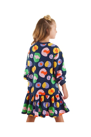 Denokids Mshb&g Renkli Çiçekli Kız Çocuk Lacivert Elbise Çok Renkli