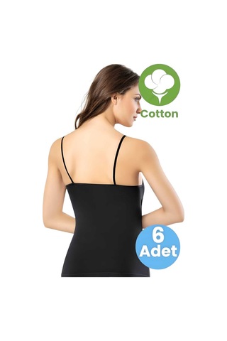 Tezzgelsin Kadın 6'lı Ip Askılı Çapraz Detay Modelli Atlet Siyah