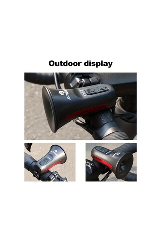 Cordial Kontrol Hattına Sahip Siyah Hoparlör Klasik Stil 5 Ses Modu Bisiklet Kornosu 120db Yüksek Ses Usb Şarj 6 Işık Modu Yan Uyarı Işığı Dağ Ve Yol Bisikleti Elektrik Kornosu Altın