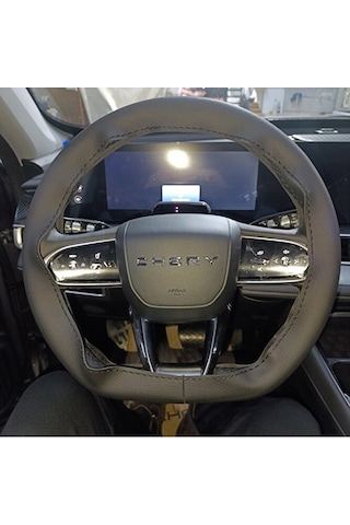 Dikişli Direksiyon Kılıfı Siyah Deri Siyah Dikişli Chery Tiggo 7 Pro İçin Renkli