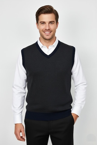 Erkek V Yaka Süveter Çelik Örgü Regular Kalıp Bgl-st04840 Lacivert
