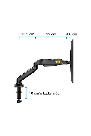 NB F80 Tek Kol Amortisörlü Monitör Tutucu 17-30" Masa  Monitör Tu