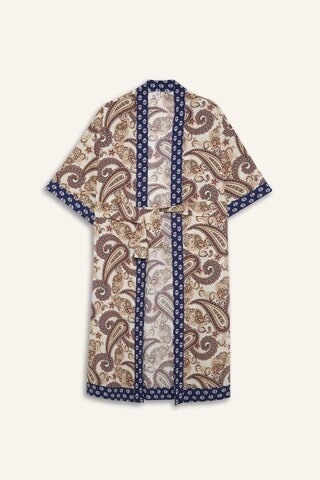 Defacto Regular Fit Kuşaklı Etnik Desenli Pamuklu Kimono-fall İn Love D0456ax25spnv247 Lacivert