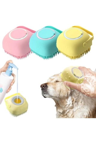 Şampuan Hazneli Kedi Ve Köpek Evcil Hayvan Yıkama Fırçası Silikon Evcil Hayvan Banyo Lifi