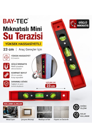 Bay-tec Mıknatıslı Mini Su Terazisi Yüksek Hassasiyetli 23 Cm Araç Gereçler İçin