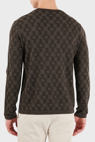 Emporio Armani Desenli % 100 Yün Bisiklet Yaka Kazak Erkek Kazak Em006276 Af29848 F6030 Kahve