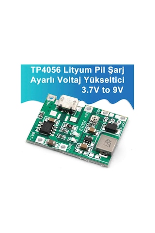 Tp4056 18650 Lityum Pil Şarj Micro Usb Ayarlı Voltaj Yükseltici 3-7v To 27v Boost Step Up Lion Akü