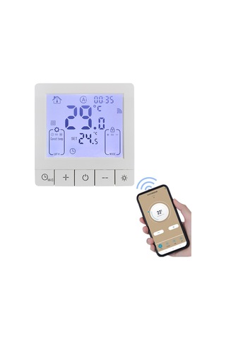 Ranyeek Akıllı Su Isıtma Termostati, Wifi İle Uzak Kontrol, 24 Saatli Zamanlama, Lcd Ekran, Tuya App Ve Ses Kontrolü, Ip20 Koruma, Beyaz 3a