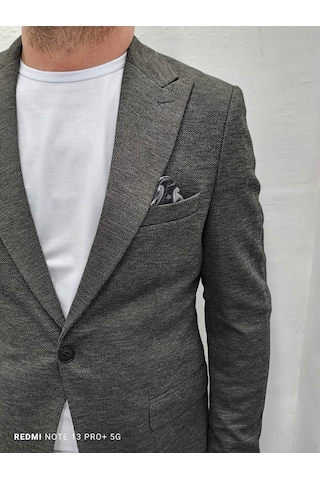 Duayen Dmctekstil Erkek Kahverengi Düz İtalyan Kesim Dar Kalıp Tek Düğme Blazer Ceket