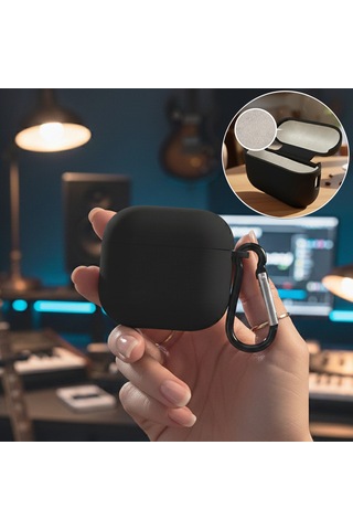Caseonn Apple Uyumlu AirPods 4.nesil/anc Kılıf Askı Aparatlı Lansman Siyah