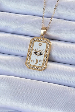 316l Çelik Zincir Altın Renk Mineli Zirkon Taşlı Göz Figür Tarot Kolye 5886 Belirtilmemiş 65411398