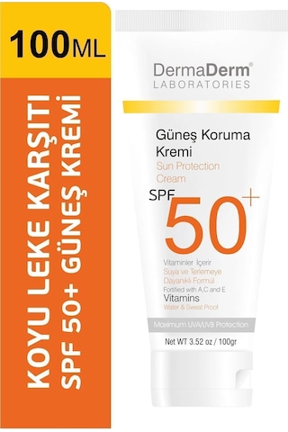 Dermaderm Güneş Koruma Kremi Spf 50+ Faktör 100 Ml - Yüksek Koruma