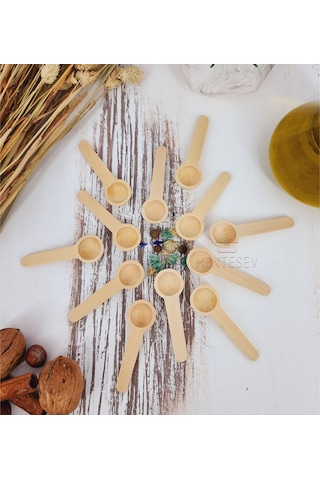 Ahşap Tahta Baharat Şeker Kahve Reçel Kaşığı 12 Li K.