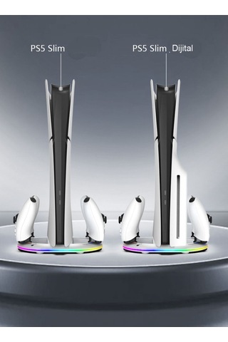 İpega Ps5 Slim Disk/ps5 Slim Dijital Rgb Dikey Stand Kulaklık Tutucu Joystick Şarj Cihazı