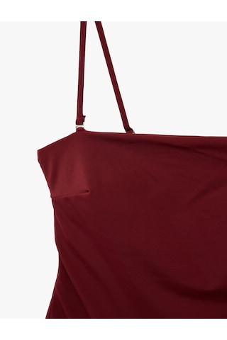 Koton Straight Fit Çıkarılabilir Askı Detaylı Straplez Mayo Bordo 6sak20007mm Bordo