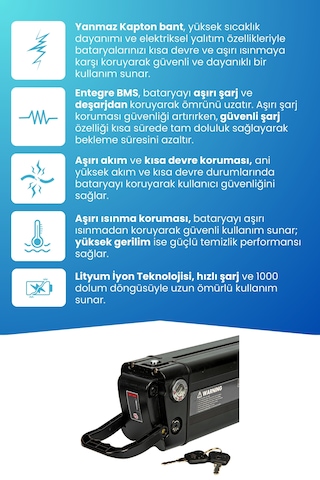 Rks Xs35 Uyumlu 36v 10ah Güçlendirilmiş Batarya
