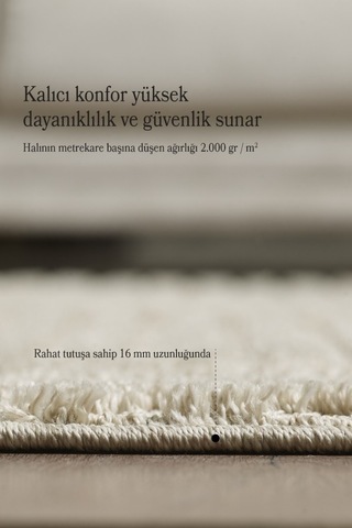 Yumuşak Peluş Tüylü İskandinav Desenli Kabarık Bukleli Bej Renkli Halı Bej