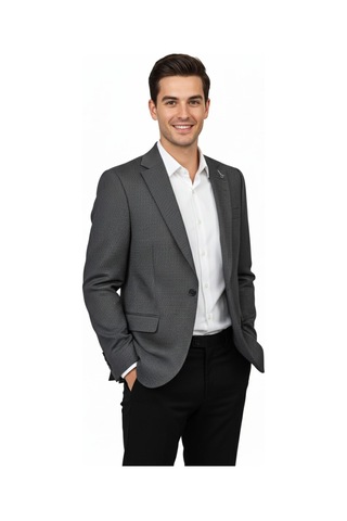 Erkek Tek Spor Ceket Çift Yırtmaçlı Bgl-st04982 Füme