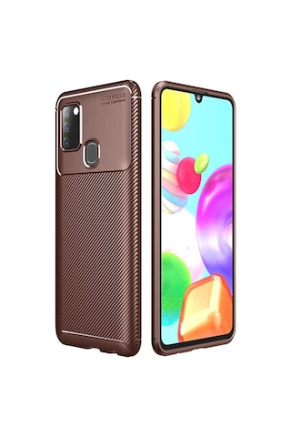 Samsung Uyumlu Galaxy A21S Kılıf Zore Negro Silikon Kapak-Kahverengi