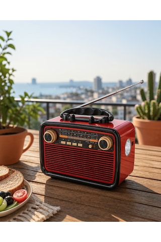 Müzik Kutusu Bluetooth Bağlantılı El Fenerli Nostaljik Tasarım Radyo 35932494