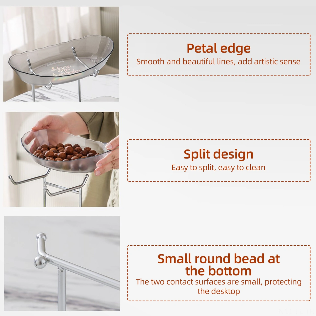 Lemestar Gri Akrilik Ve Demir 2 Katlı Mutfak Sepeti - Mevsim Meyveleri, Atıştırmalıklar, Tatlılar İçin Salon, Çay Masası Serim Rakımı Gri