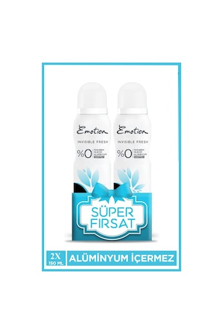 2 Adet Emotion Invisible Fresh Black & White Kadın Deodorant 150ml Vegan, Leke Bırakmaz