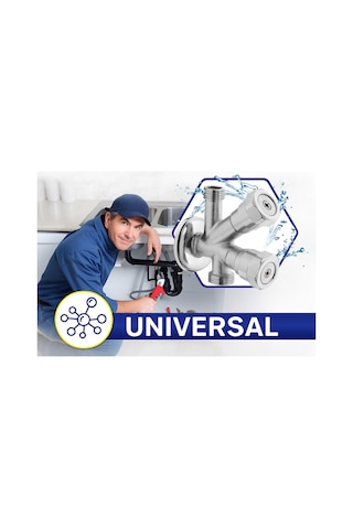 Dual Ara Musluk Çamaşır & Bulaşık Makinesi Musluğu 1/2 Giriş, 2 Çıkış, Pirinç Gövde Gri
