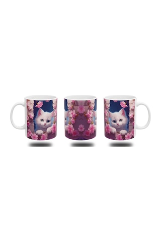 Pembe Kedi Figürlü 3 Boyutlu Görsel Baskılı Kupa Bardak Sevimli Ve Estetik Bir Dokunuş