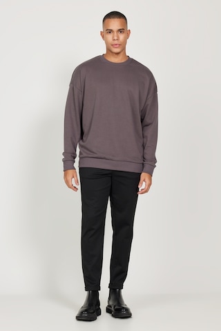 Ac&co / Altınyıldız Classics Erkek Koyu Gri Oversize Bol Kesim 3 İplik Bisiklet Yaka Pamuklu Sweatshirt