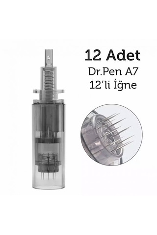 Dr.pen A7 12'li Dermapen İğnesi 12'li Cilt Bakım Cihazı Kartuşu Siyah Dr.pen A7 İçin Uygun