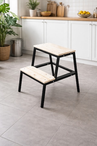 Ecowood Basamaklı Metal Tabure Siyah