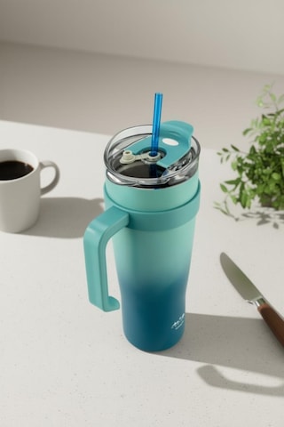 Bambum Horizon - Pipetli Termos Bardak Lacivert 1000ml Lacivert