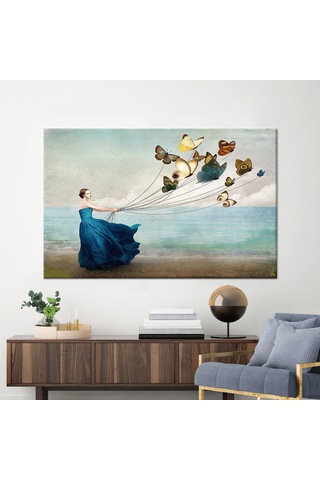 50x70cm 1 Parça Kanvas Tablo, Kelebek Sevgilisi