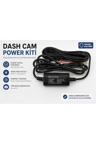 Type-c Girişli 7/24 Araç Kamerası Park Modu Bağlantı Kiti Hardwire Kit 3 Metre Sigorta Girişli