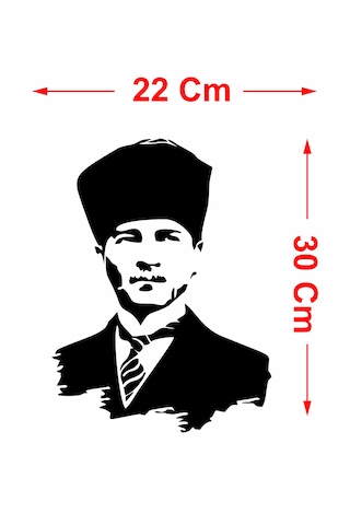 Atatürk Silüet Gazi Mustafa Kemal Büyük Türk Atatürk Başkomtan Sticker Araba Oto Motosiklet Karavan Sticker 00008 30x22 Cm