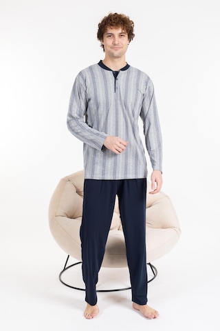 Erkek Penye Pamuk Regular Kalıp Sıfır Yaka Kaliteli Pijama Takımı A803123-açık Gri Açık Gri