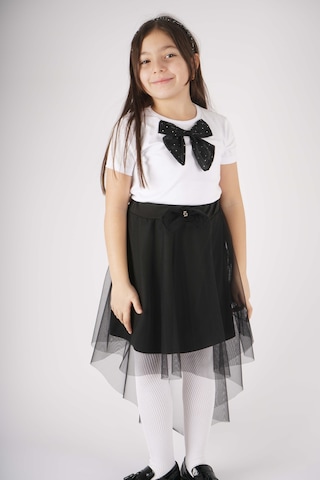 Miniko Kids 23 Nisan 29 Ekim Konsept Fiyonk Detaylı Tül Detaylı Tütü Etekli Takım Siyah