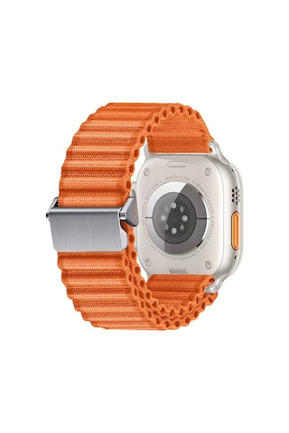 Watch 7 45mm Uyumlu Hgea Krd-123 Naylon Kumaş Hasır Örgülü Kordon-turuncu