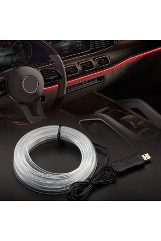 S5u 5m S-serisi Çok Renkli Rgb Led Şerit Işık Esnek Fiber Optik Araç İç Usb Atmosfer Lambası