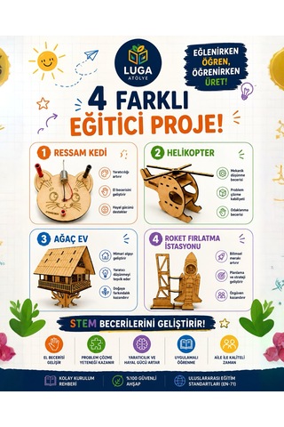 Stemist Box Anaokulu Yaz Seti - 4'lü Ahşap Stem Eğitim Seti - Aktivite Kutusu