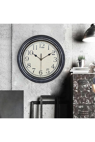 Homyl Antika Tarzı Yuvarlak Duvar Saati Banyo Yurt Dekorları 12 Antika Sarısı