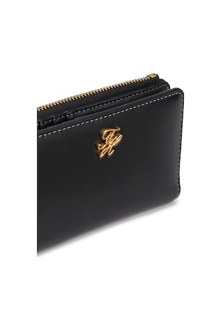 Th Script Leather Bi Kadın Cüzdan Siyah