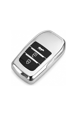 Autohan Keys Toyota Corolla İle Uyumlu Lüks Nano Anahtar Kılıfı, 3 Buton, Krom Renk, Flama X Pack