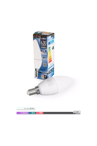 ACK LED Mum Ampul 6500K Beyaz Işık 220V 7W E14