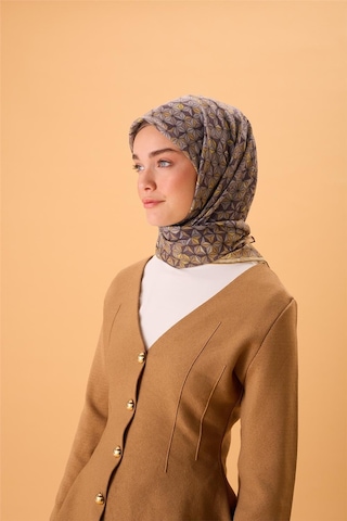 Silk Home İnce Pamuk Soft Eşarp Hardal Koyu Vizon Gri Sarı Desenli Kaymaz Dokulu Tok Duruşlu 90x90 Çok Renkli