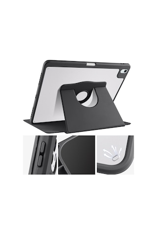 Apple Uyumlu iPad Air 11inç M2 2024 Kılıf Termik Kalem Bölmeli Dönebilen Standlı Kılıf Air 4./5.nesil